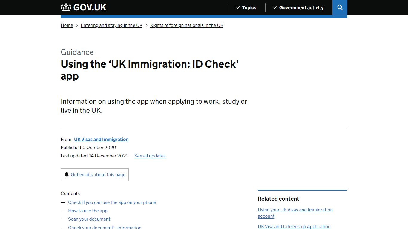 Using the ‘UK Immigration: ID Check’ app - GOV.UK